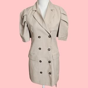 NWT Women's Short Puff Sleeve Double Breasted  Dress Sz Small